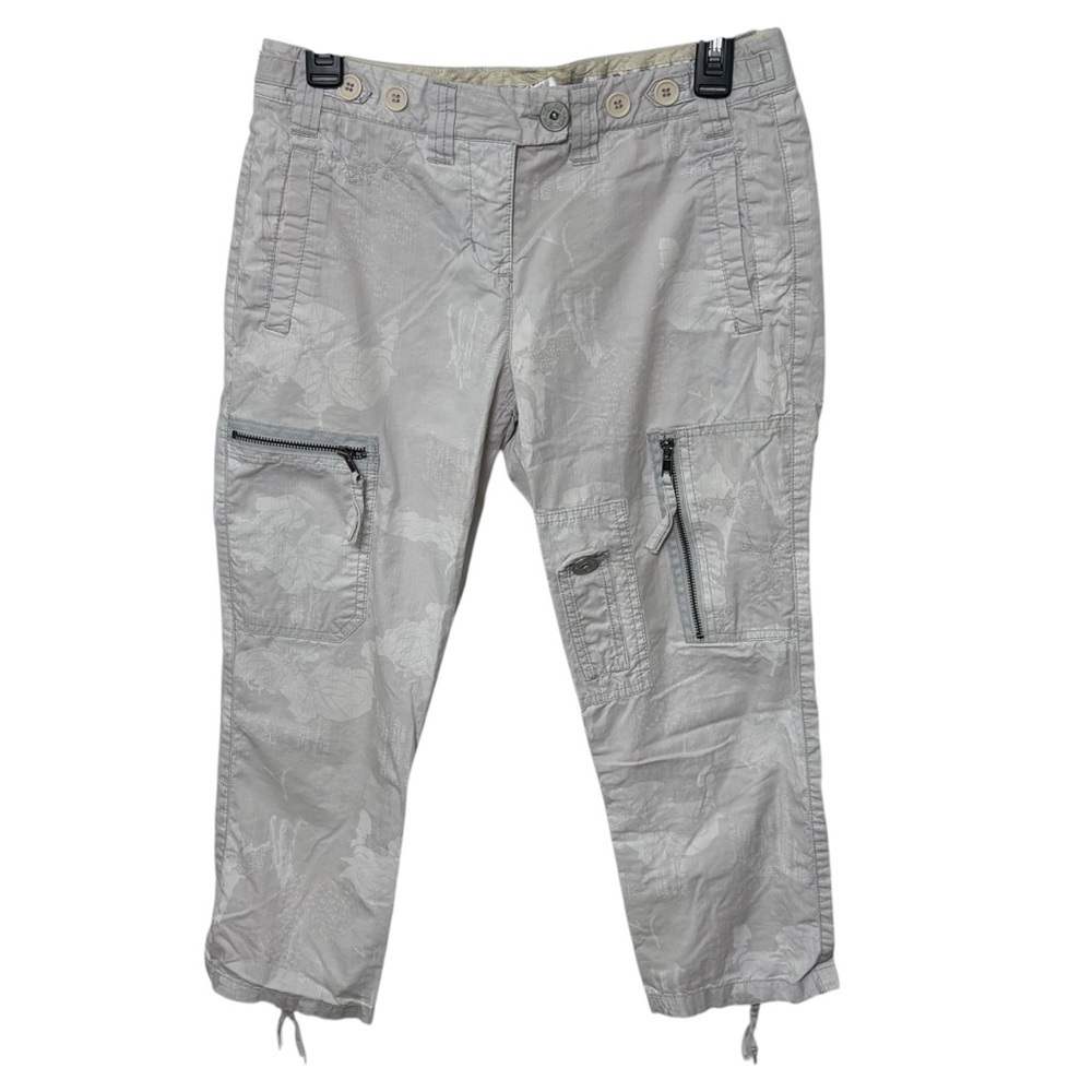 DA-NANG Surplus Cropped Cargo Pants Light Grey Floral Pattern Y2K Size Small